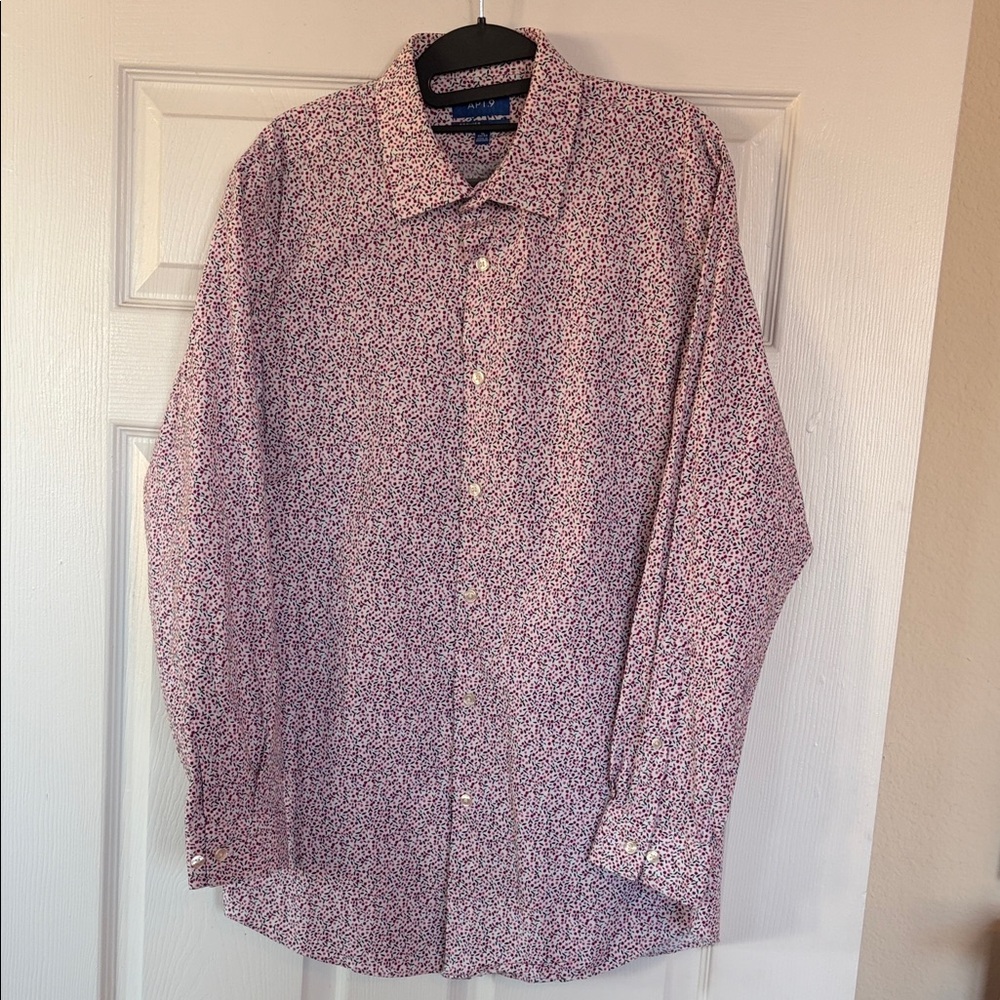 Apt. 9 Men's Button-Down Shirt - Red and White Floral Pattern